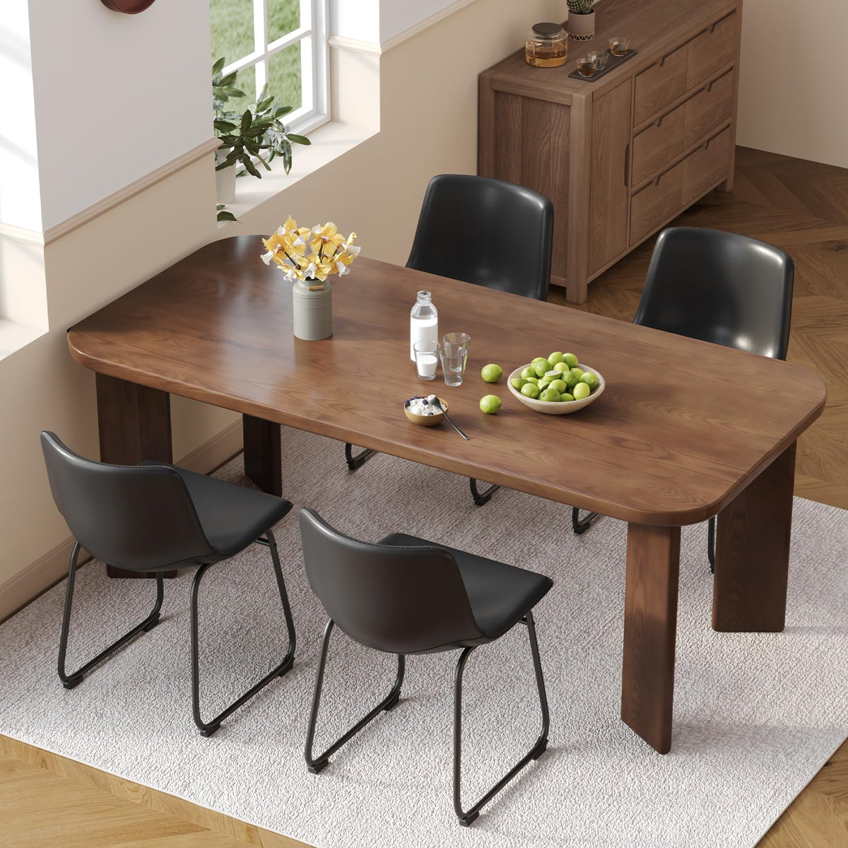 Black PU Leather Dining Chairs Set of 2 I7841