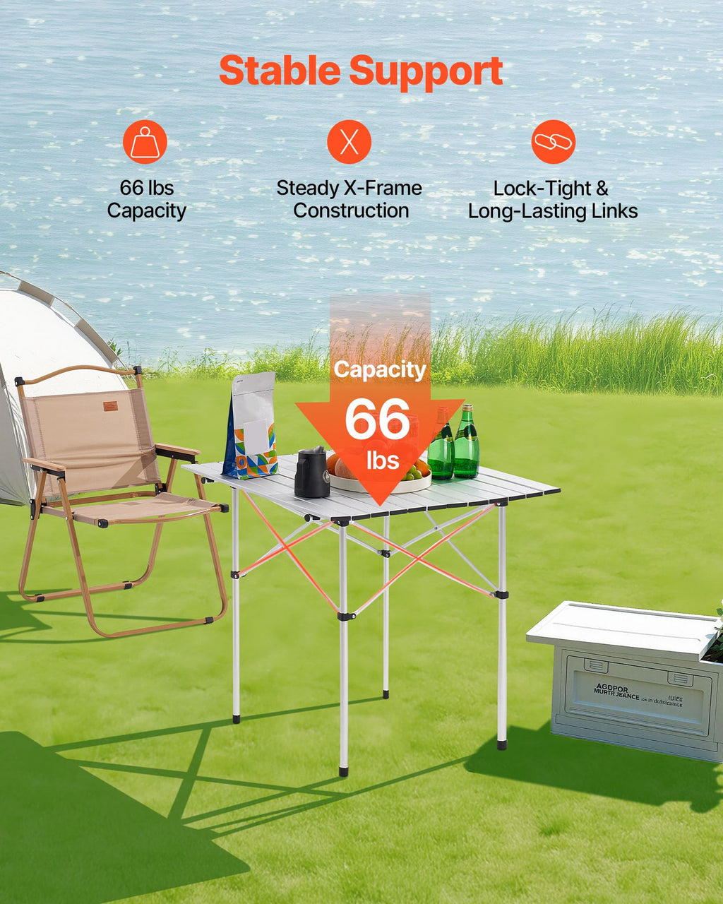 Folding Camping Table 28 inch Silver G391278