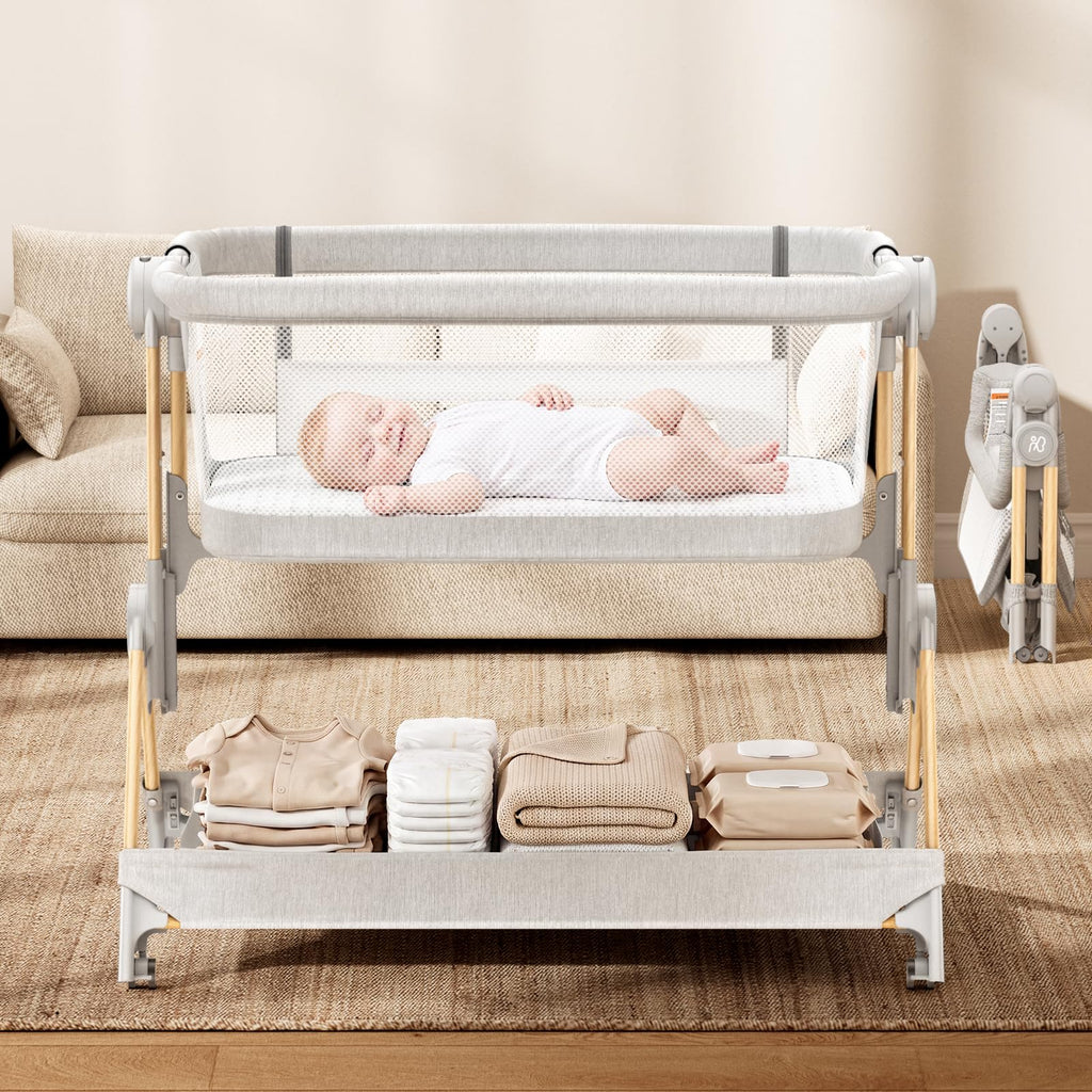 Baby Bassinet, 3-in-1 Bedside Sleeper, Foldable Crib U790