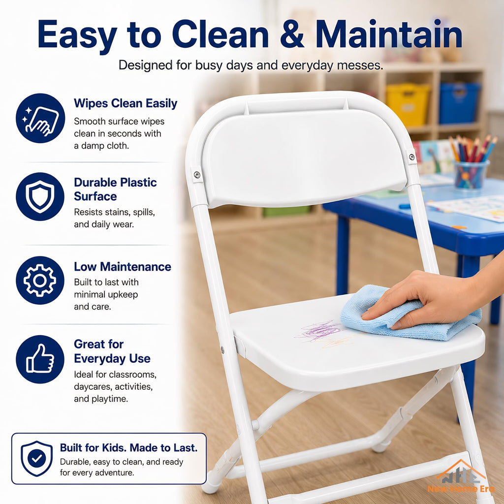 White Kids Plastic Folding Chair with Steel Frame R392