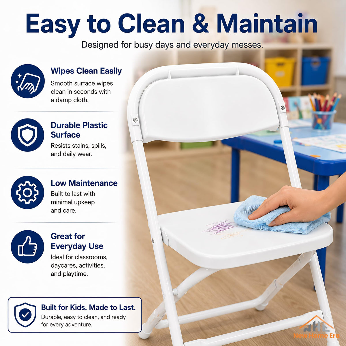 White Kids Plastic Folding Chair with Steel Frame R392