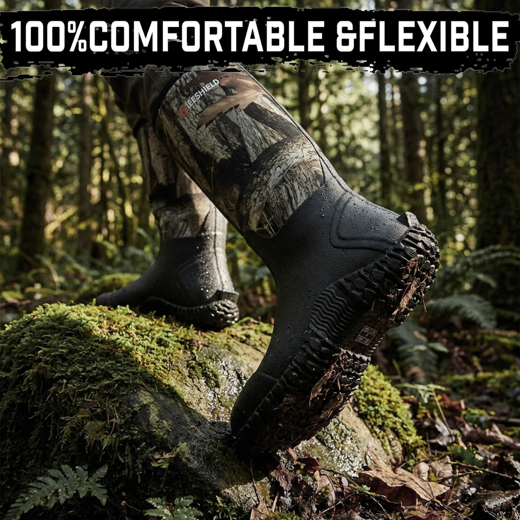 Black Waterproof Insulated Rubber Boots with Steel Shank F40506
