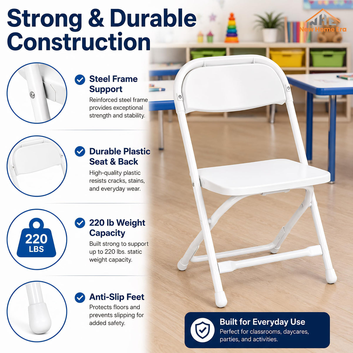 White Kids Plastic Folding Chair with Steel Frame R392