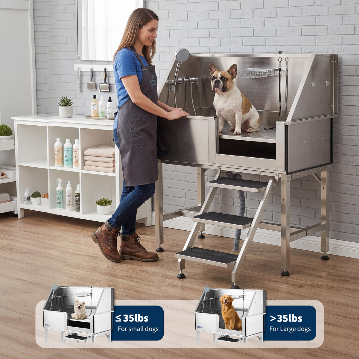 46 Inch Dog Washing Station with Walk-in Stair B593
