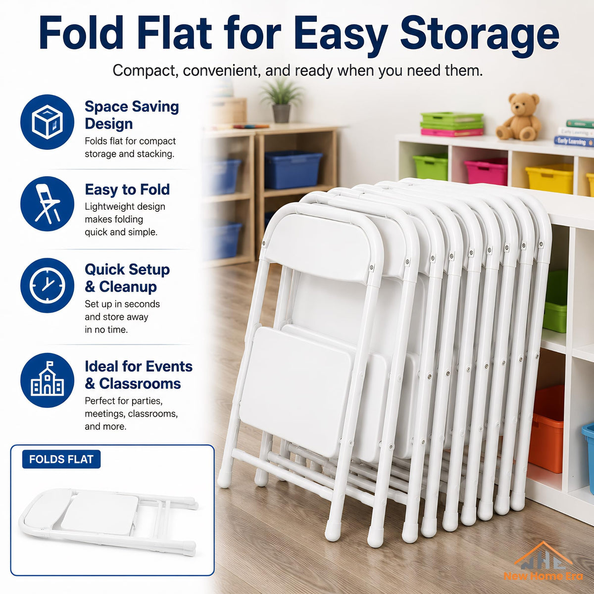 White Kids Plastic Folding Chair with Steel Frame R392
