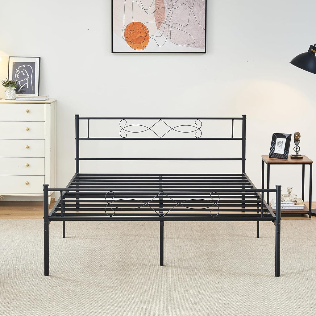 14" Full Size Metal Platform Bed Frame with Headboard J30937