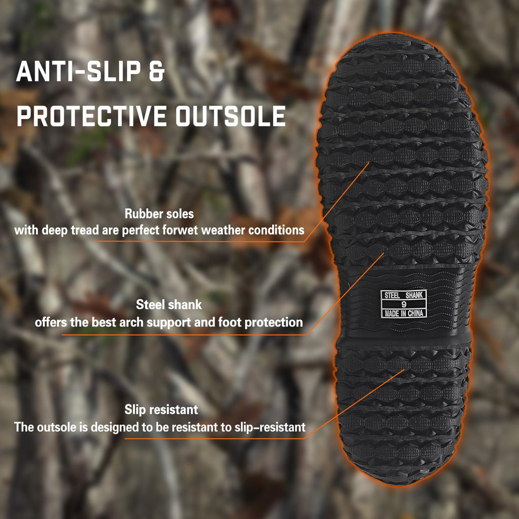 Black Waterproof Insulated Rubber Boots with Steel Shank F40506