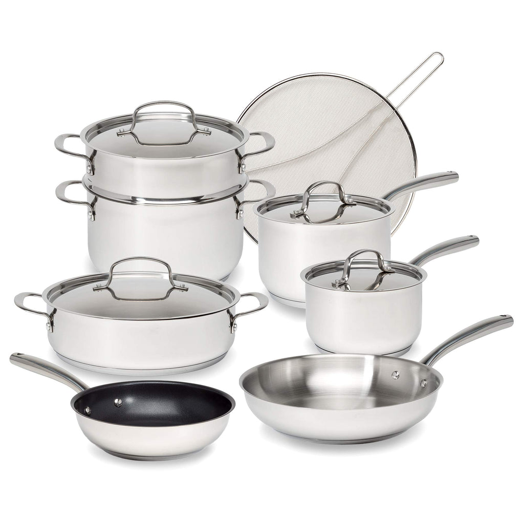 12-Piece Stainless Steel Cookware Set with Non Stick Frying Pan S602244
