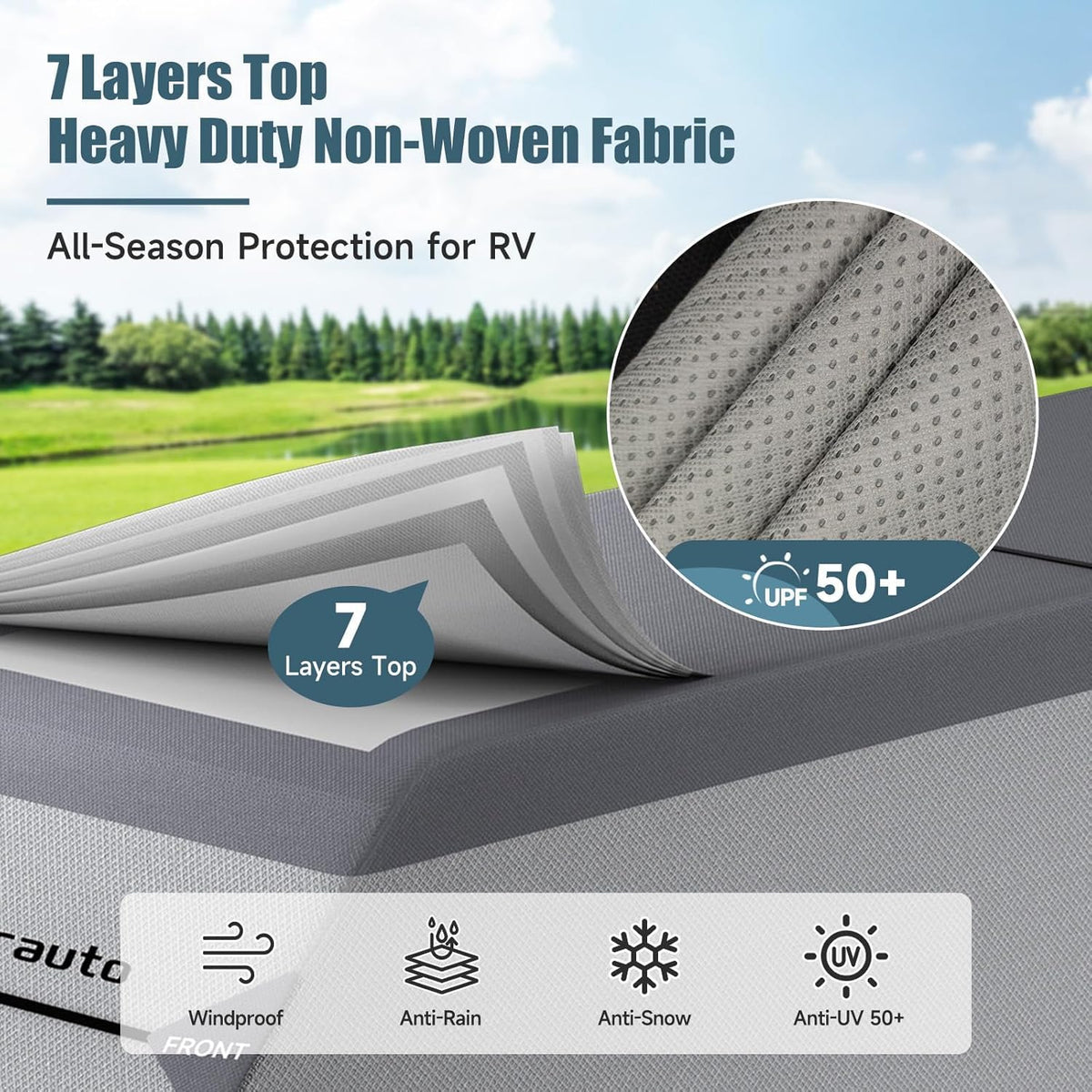 7-Layer Anti-Tear Truck Camper Cover with Gutter Cover R289487
