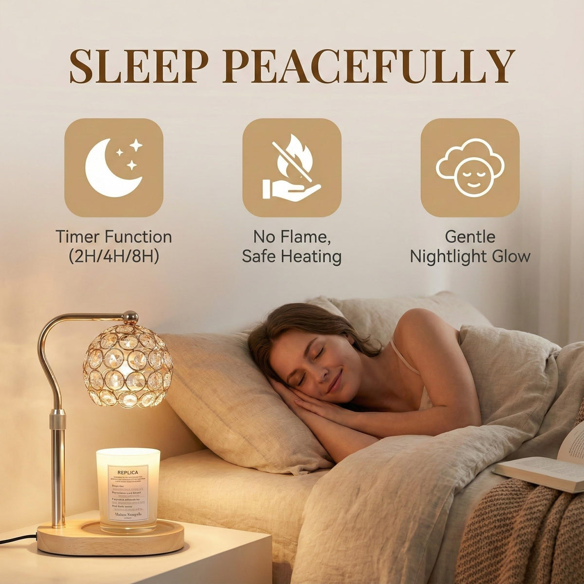 Candle Warmer Lamp with Timer & Dimmer, Adjustable Height F2386
