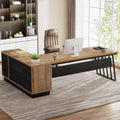 71-Inch L-Shaped Executive Desk with Cabinet Q5208