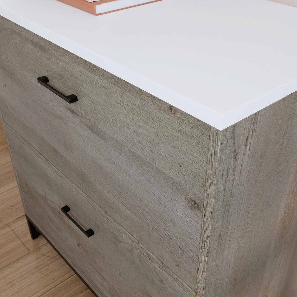 2-Drawer Wood File Cabinet with Metal Frame V934