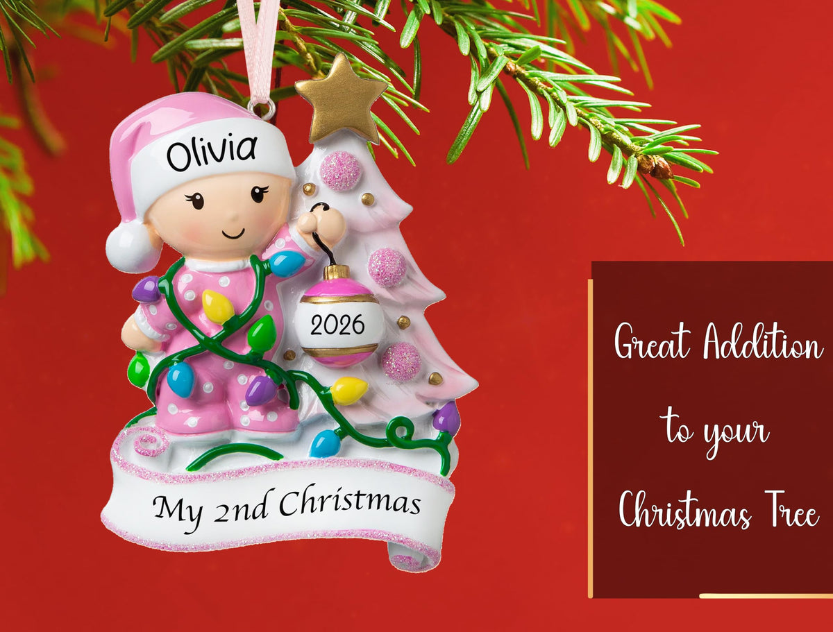 Baby's Second Christmas Ornament 2026 Pink B30751
