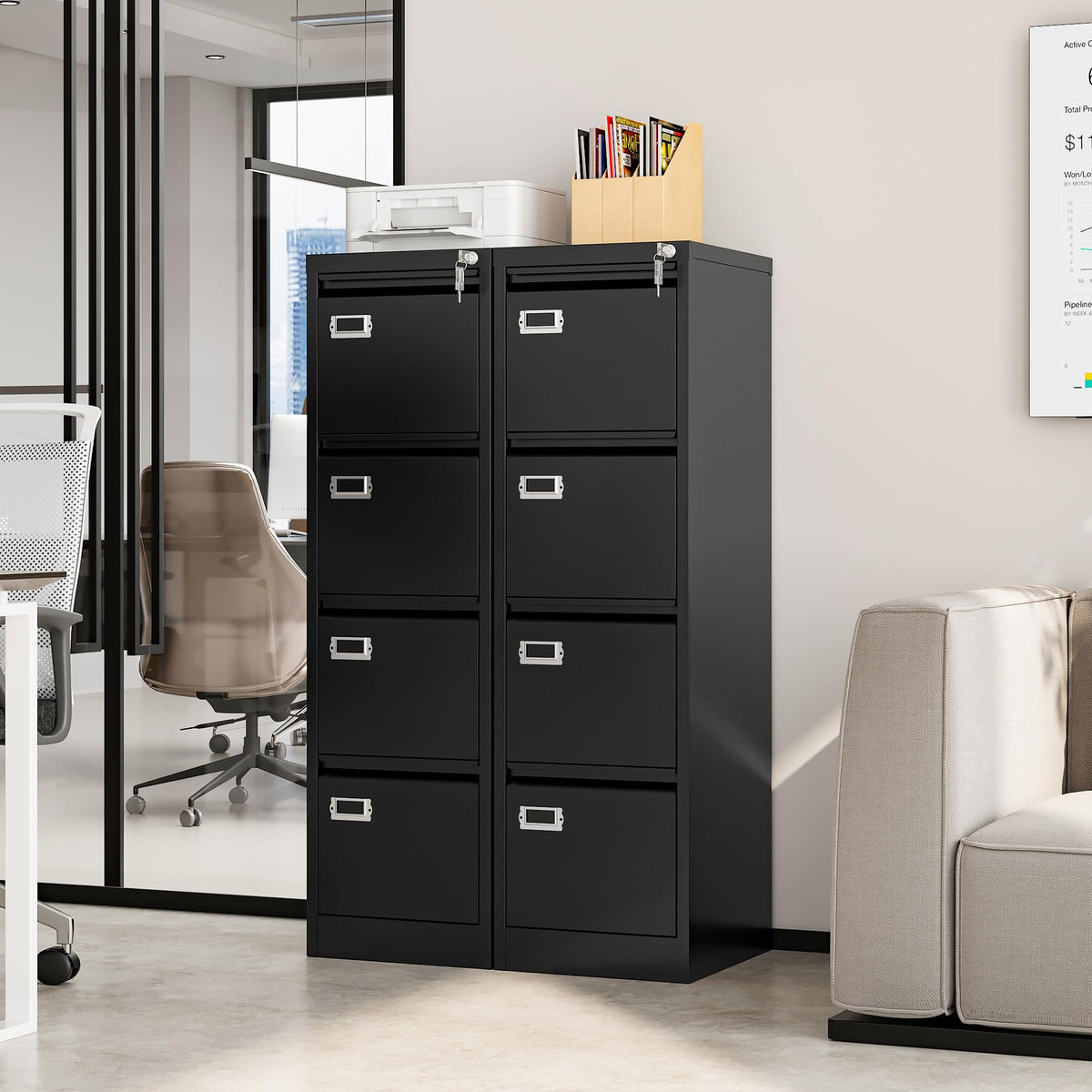 4 Drawer Metal File Cabinet with Lock K6772