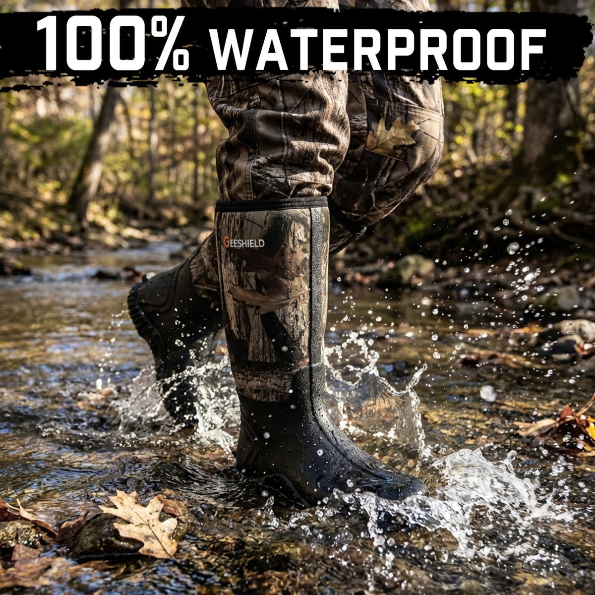 Black Waterproof Insulated Rubber Boots with Steel Shank F40506