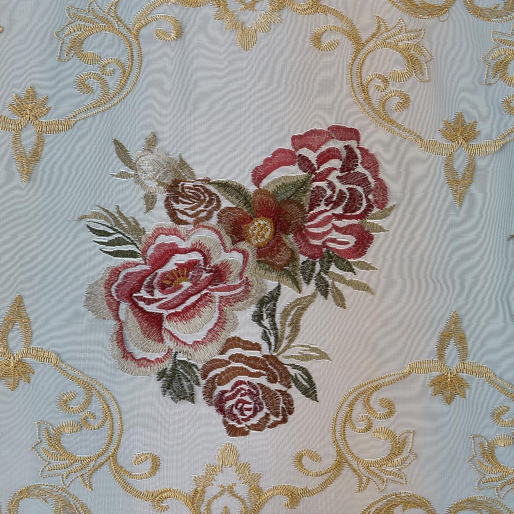 Embroidered Sheer Curtains with Floral Patterns 100"W x 84"L N790
