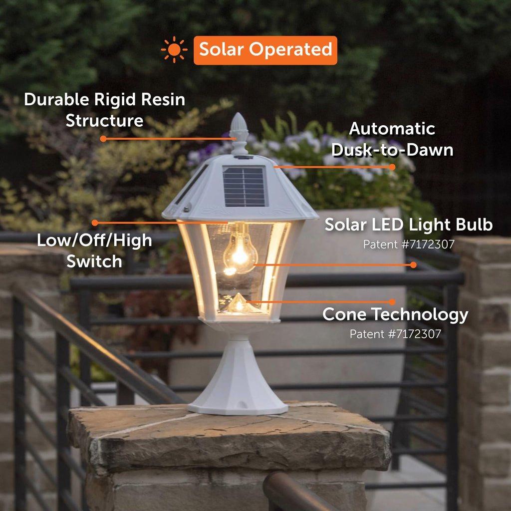 White Outdoor Solar Post Light with 3 Mounting Options Q31393