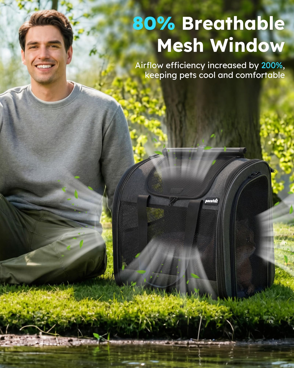 Dark Grey Cat Backpack with Breathable Mesh D2970