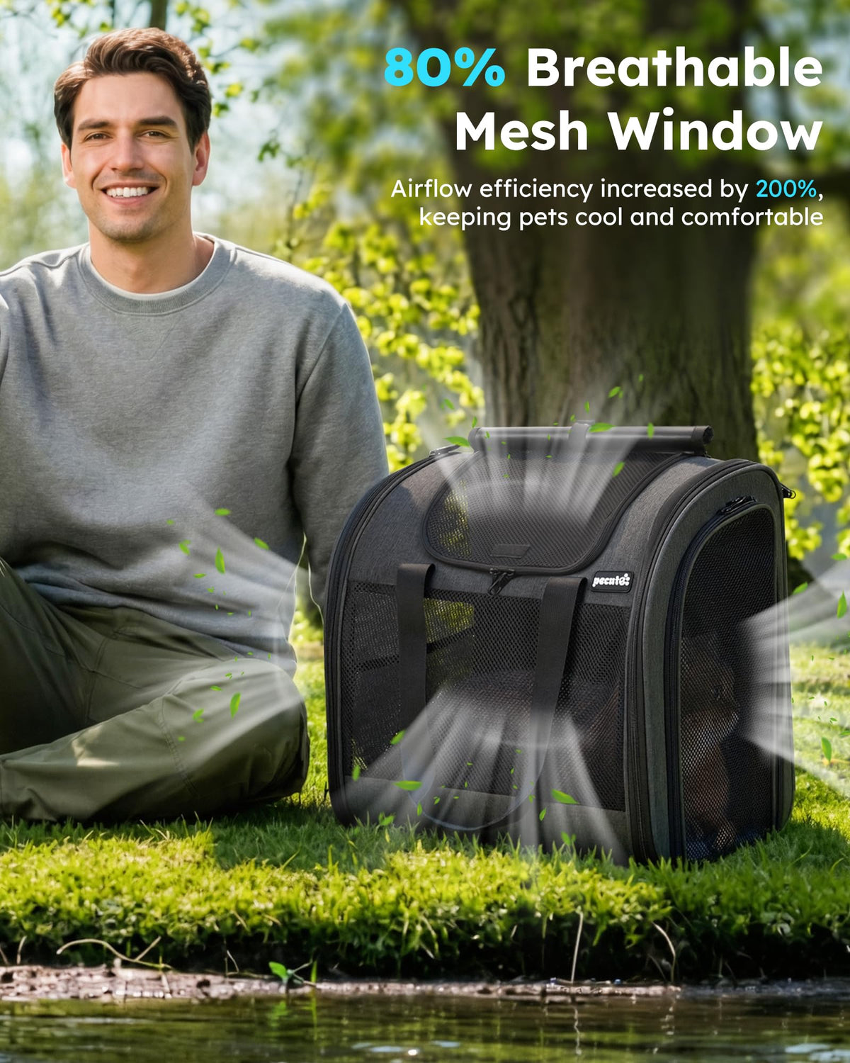 Dark Grey Cat Backpack with Breathable Mesh D2970