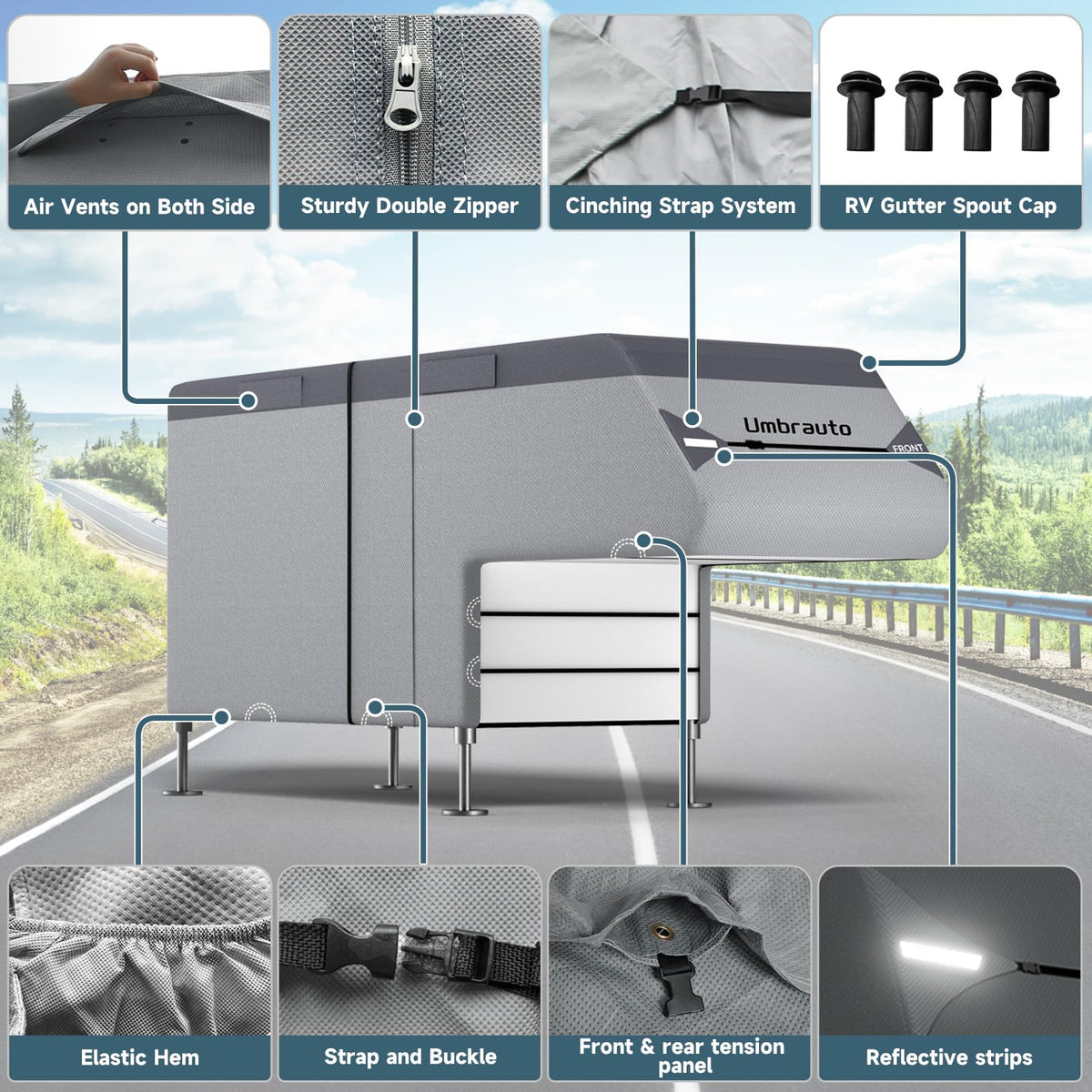 7-Layer Anti-Tear Truck Camper Cover with Gutter Cover R289487