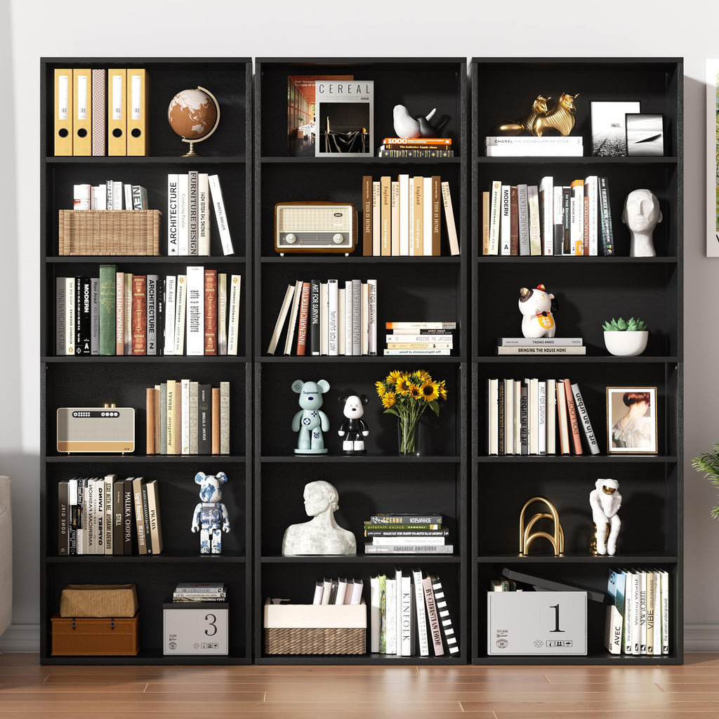 Black 6 Tier 71 Inch Bookshelf S310807