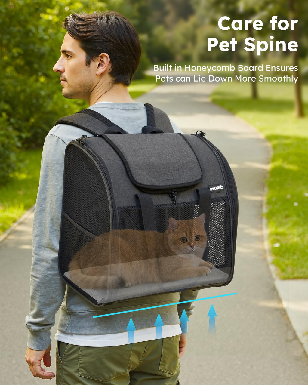 Dark Grey Cat Backpack with Breathable Mesh D2970