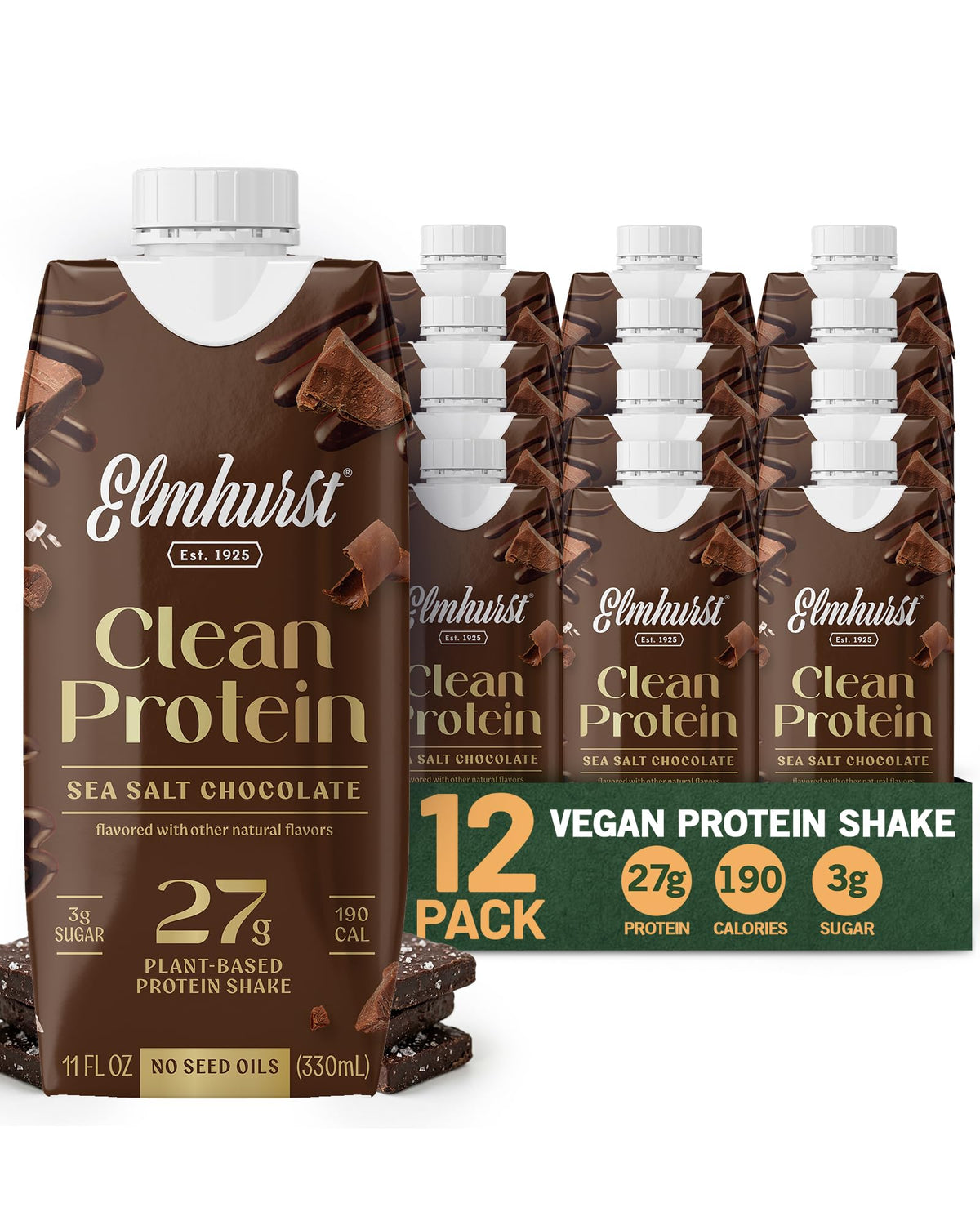 Sea Salt Chocolate Vegan Protein Shakes 11 Ounce 12-Pack J2736