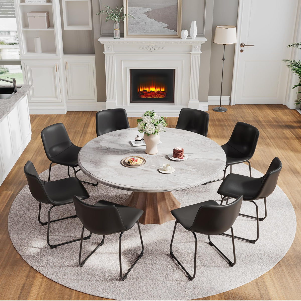 Black PU Leather Dining Chairs Set of 2 I7841