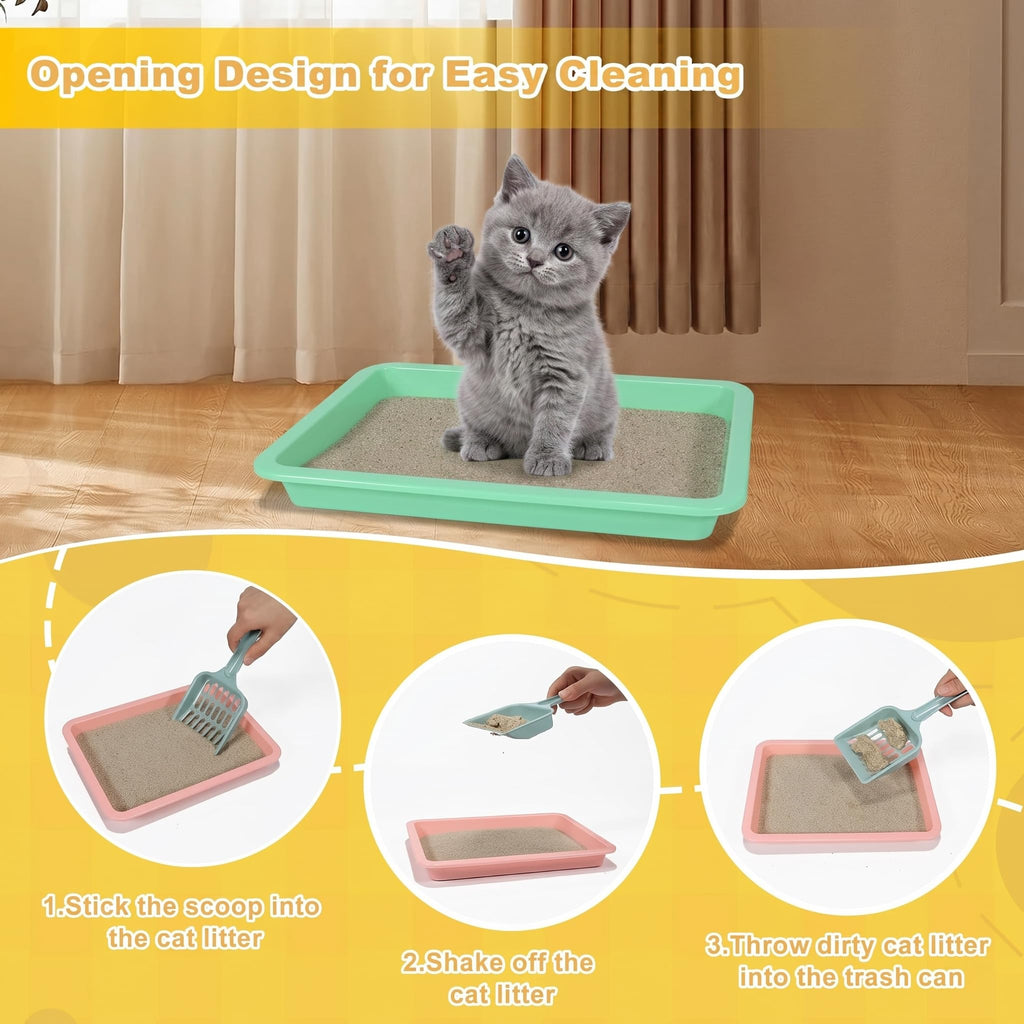 6 Pcs Low Entry Portable Litter Box with Scooper U1559