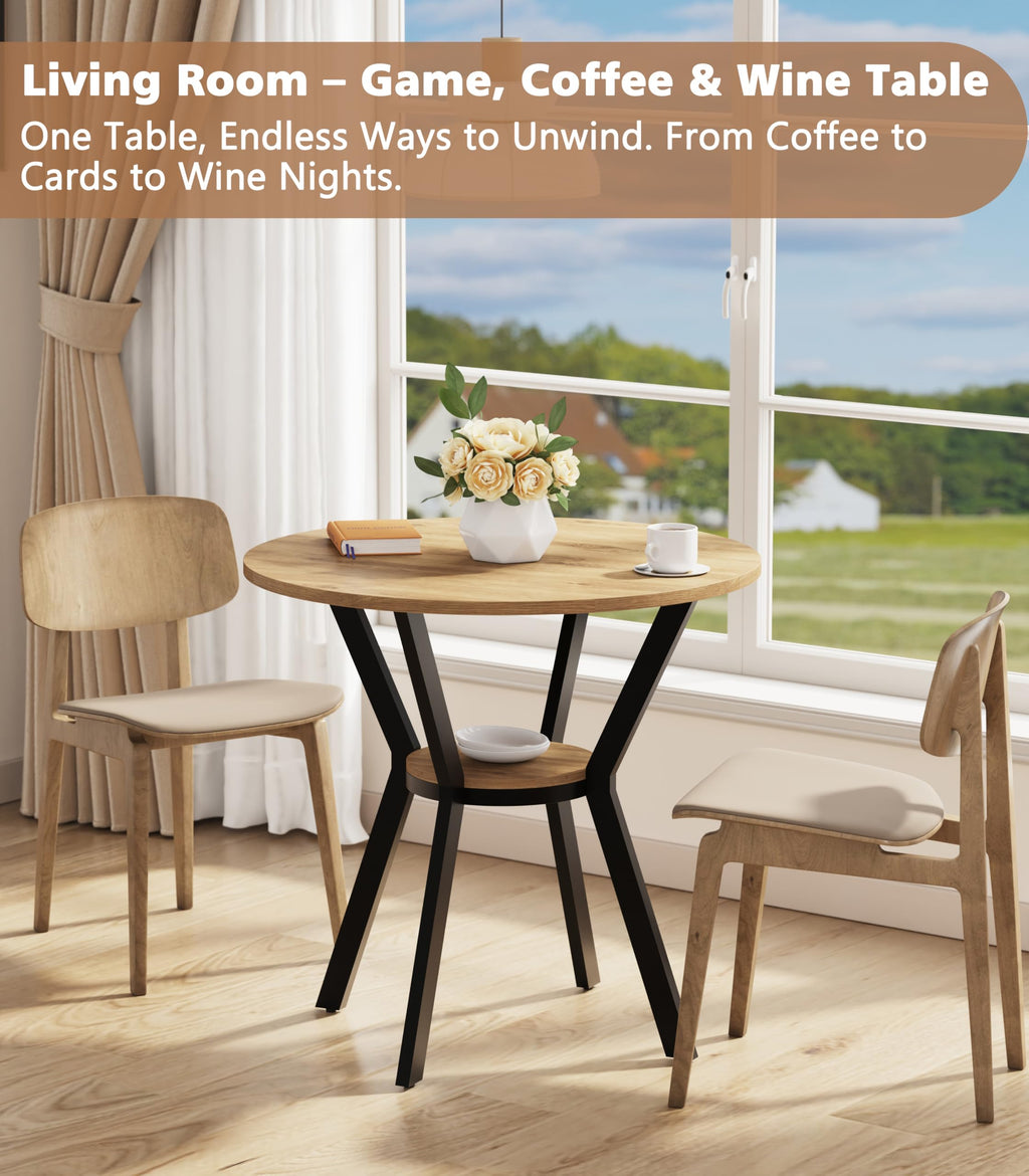 31.5" Round Kitchen Table with Storage O89902