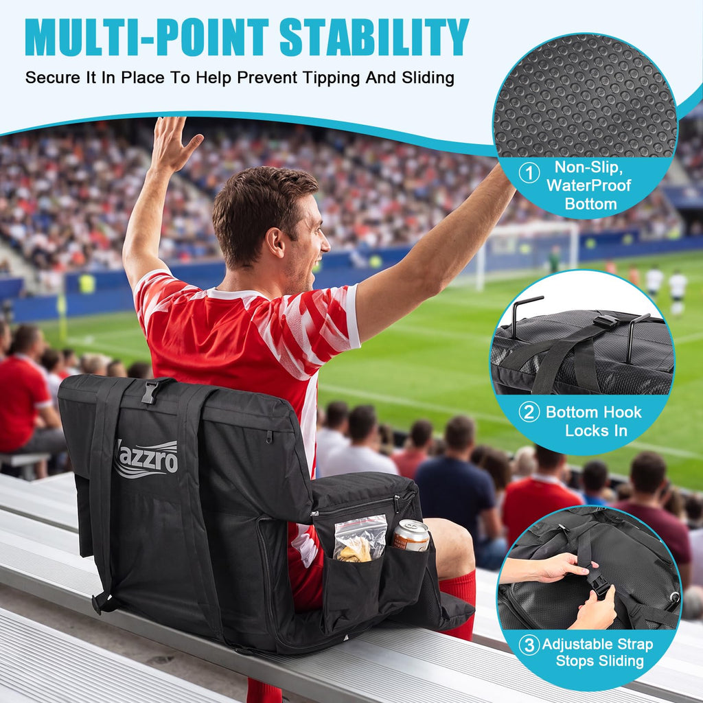 Wide Padded Stadium Seat with Back Support and Cup Holder X900