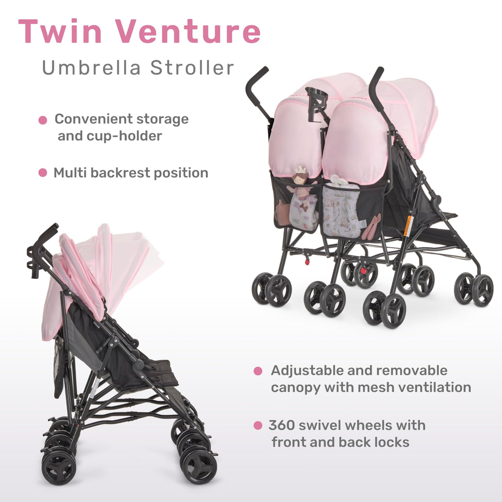 Pink Umbrella Stroller with Adjustable Canopy W808601