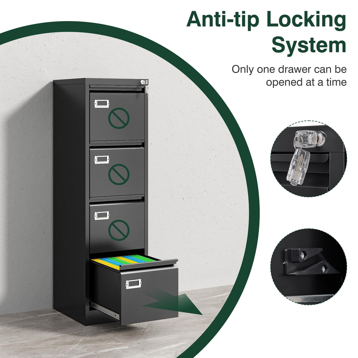 4 Drawer Metal File Cabinet with Lock K6772