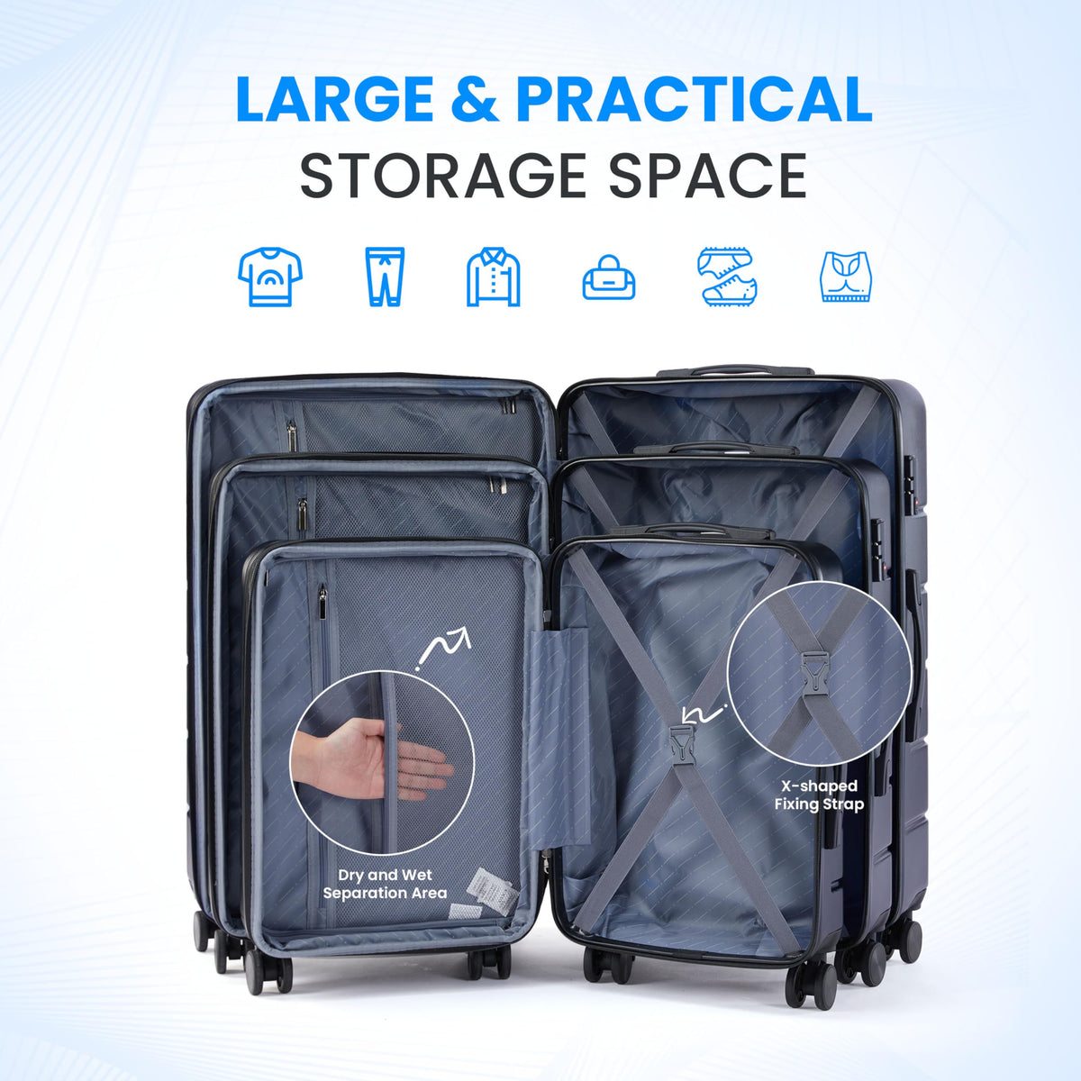 20 Inch Expandable Hardside Carry On with Spinner Wheels Blue R691