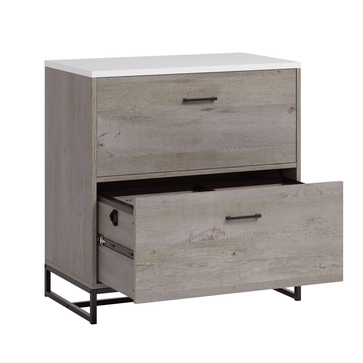2-Drawer Wood File Cabinet with Metal Frame V934