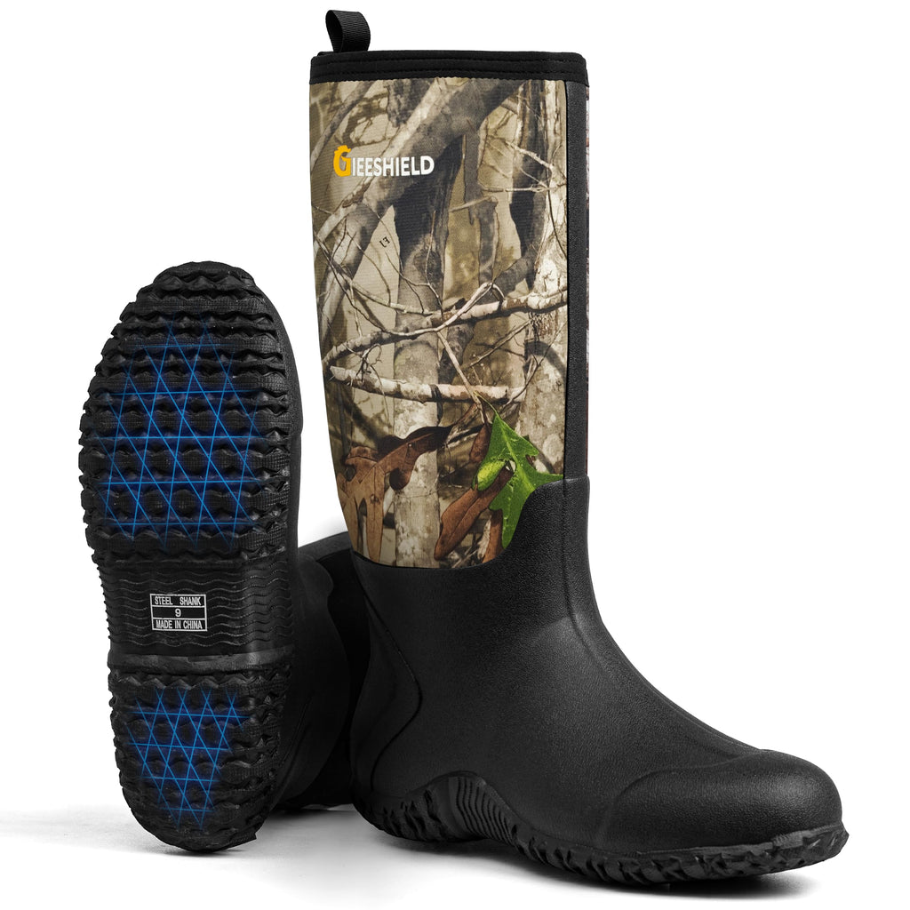 Black Waterproof Insulated Rubber Boots with Steel Shank F40506