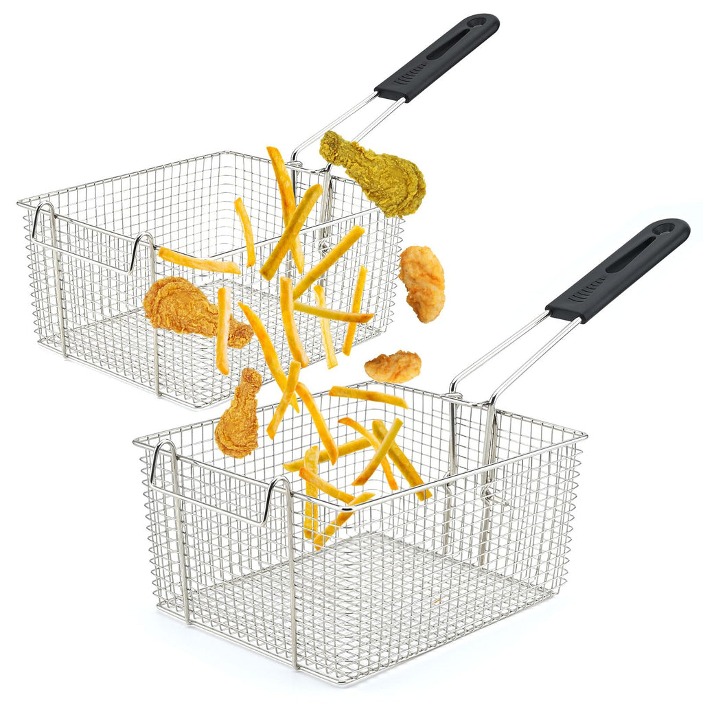 Electric Fryer Basket with Rubber Handle Grip, 2 Pcs J489