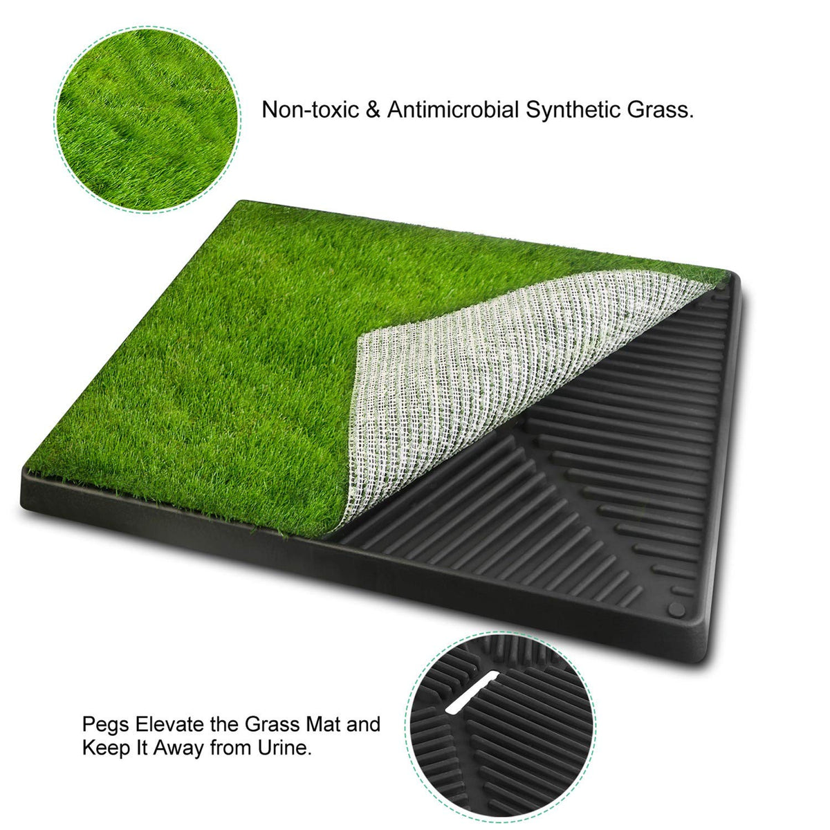 Artificial Grass Dog Potty Mat with Removable Waste Tray Z981217