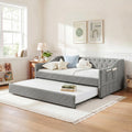 Twin Size Gingham Daybed with Trundle and Storage Pocket P4176