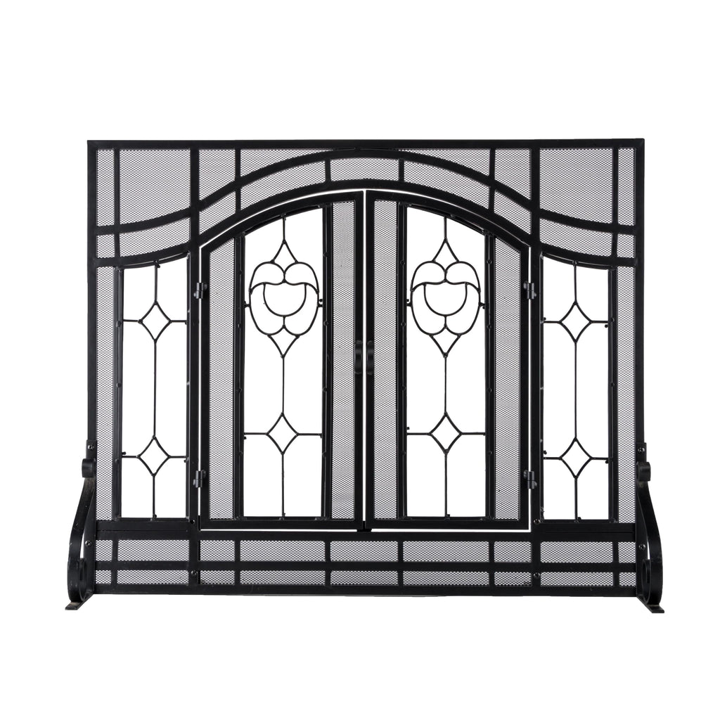 Black Metal Fireplace Screen J657