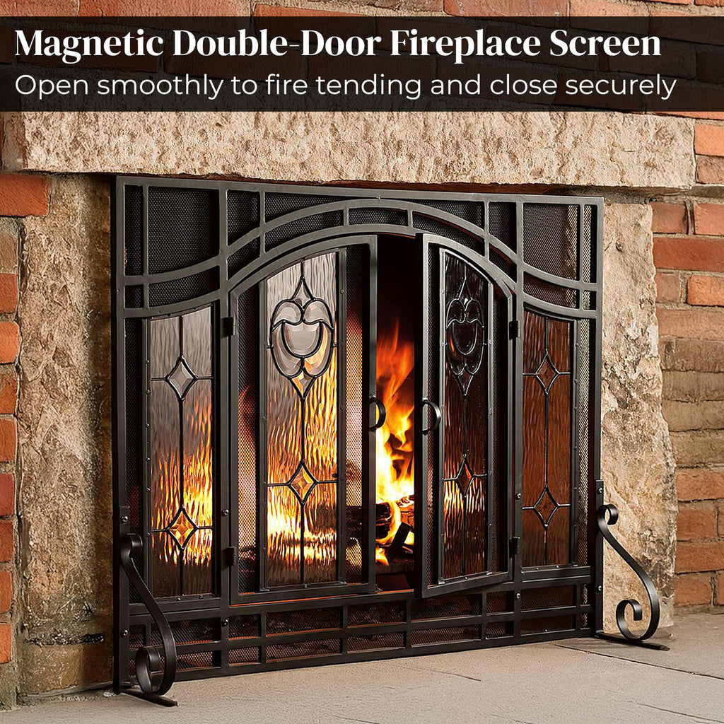 Black Metal Fireplace Screen J657