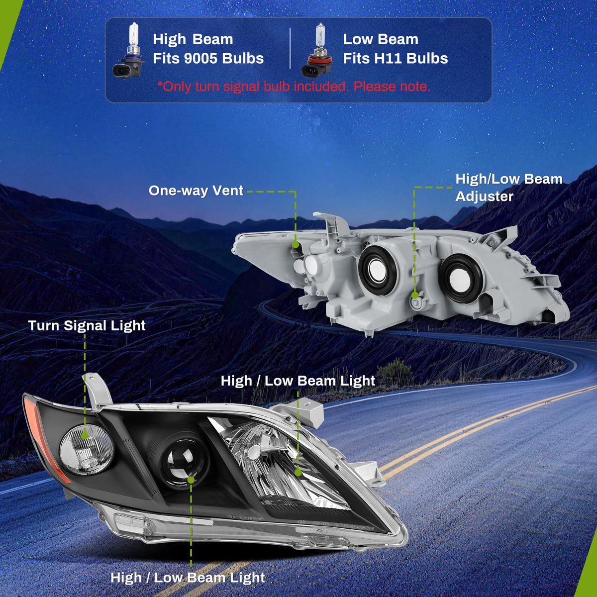 Headlights for Toyota Camry 2007-2009 T6029