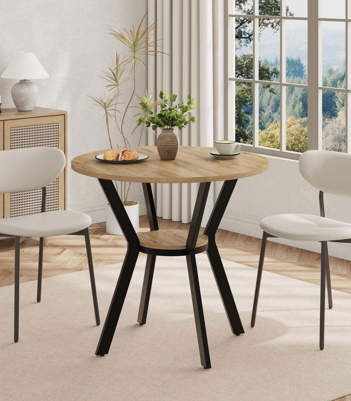 31.5" Round Kitchen Table with Storage O89902