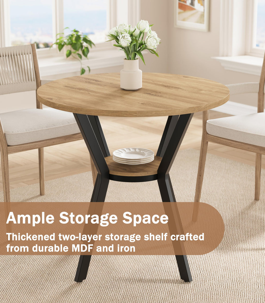 31.5" Round Kitchen Table with Storage O89902