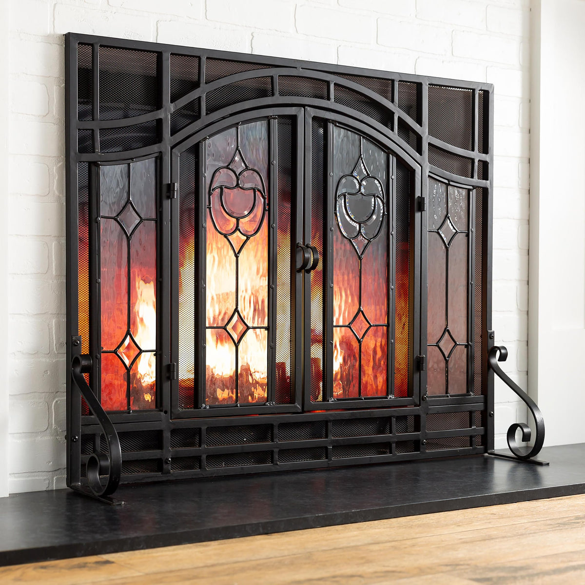 Black Metal Fireplace Screen J657