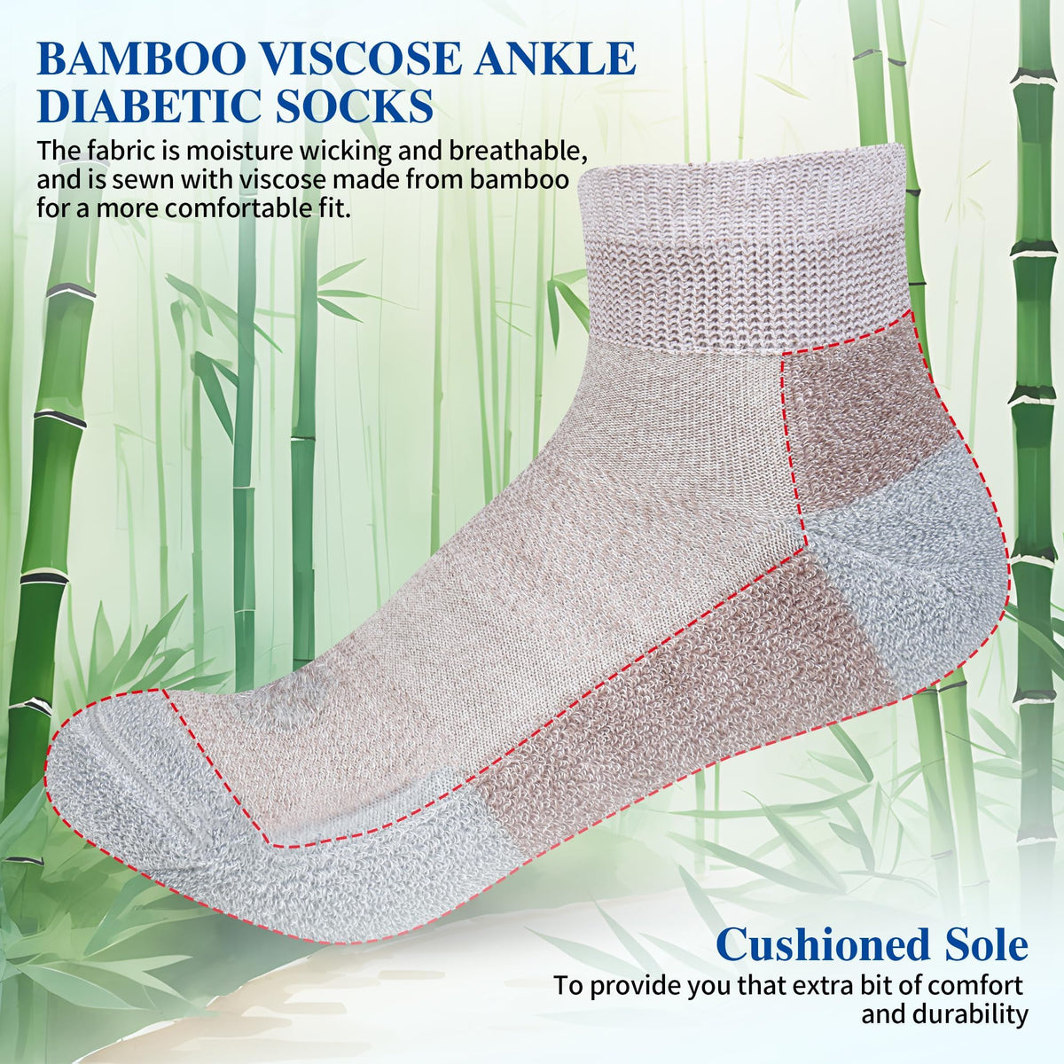Diabetic Socks for Men, 10 Pairs Ankle & Low Cut Size 9-15 X94003