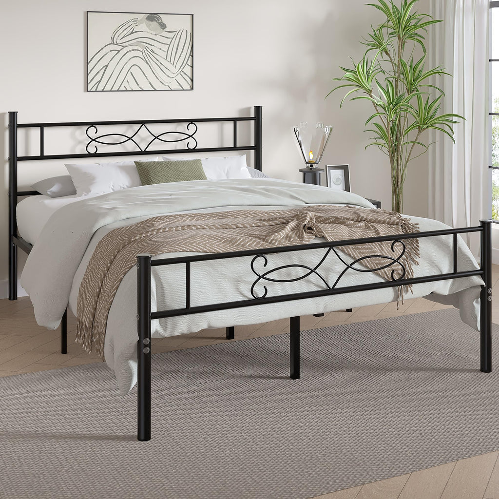 14" Full Size Metal Platform Bed Frame with Headboard J30937