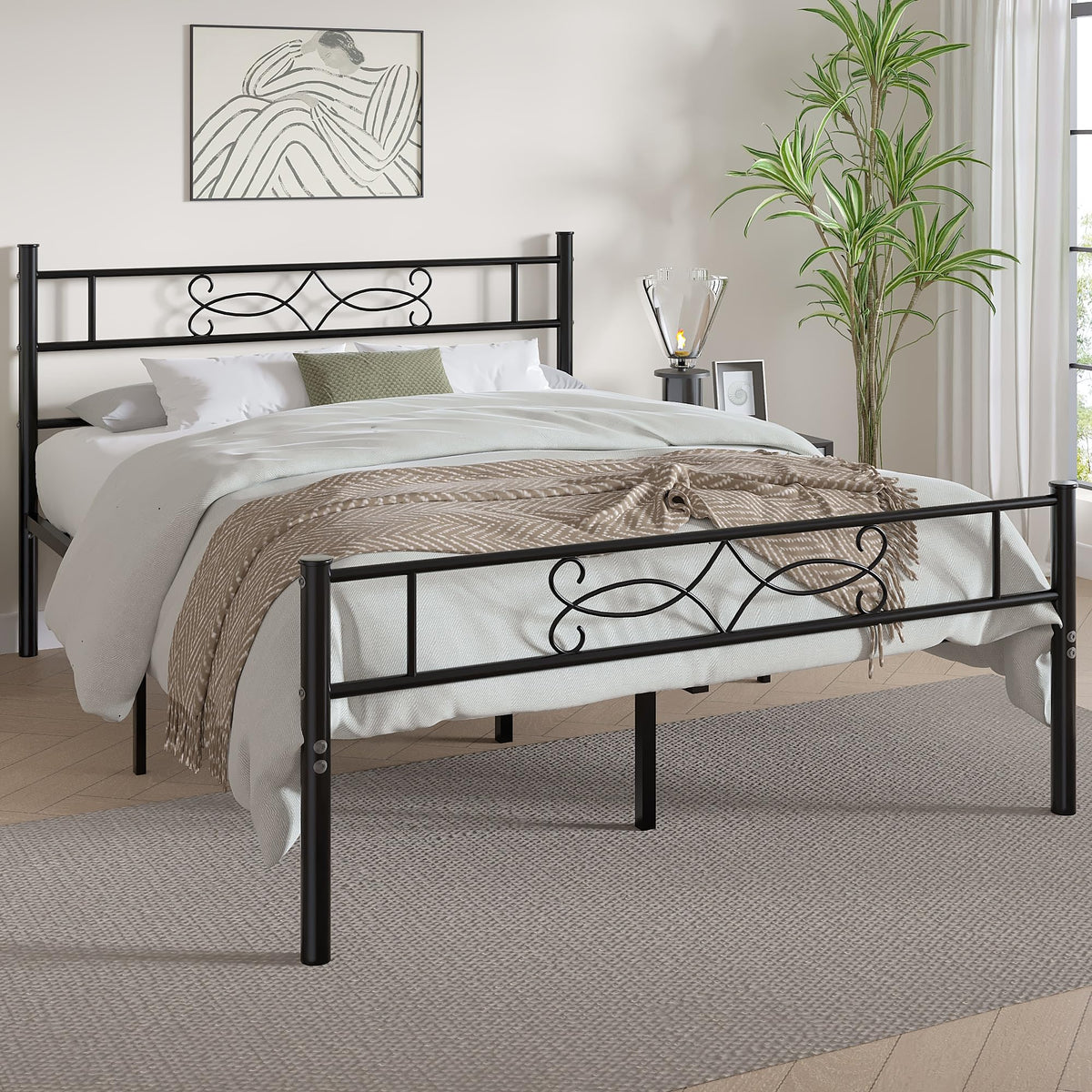 14" Full Size Metal Platform Bed Frame with Headboard J30937