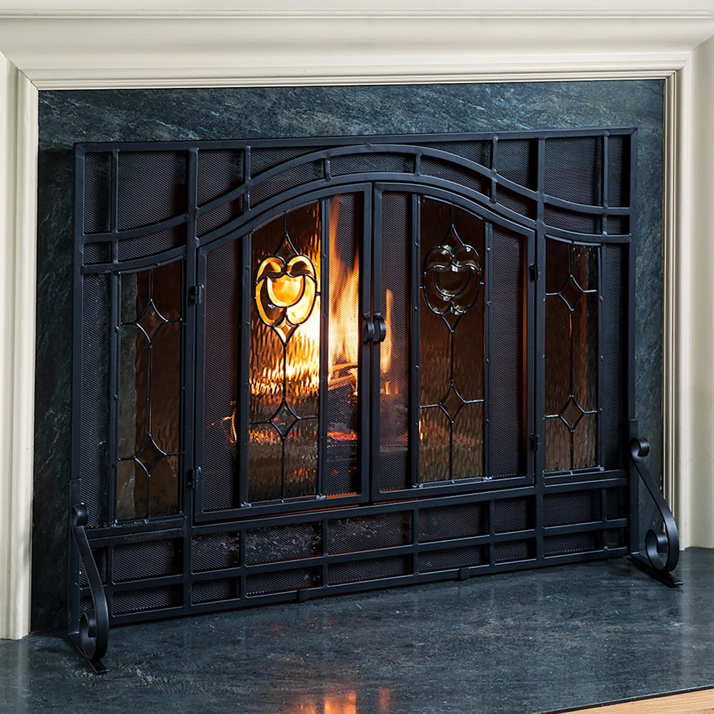 Black Metal Fireplace Screen J657