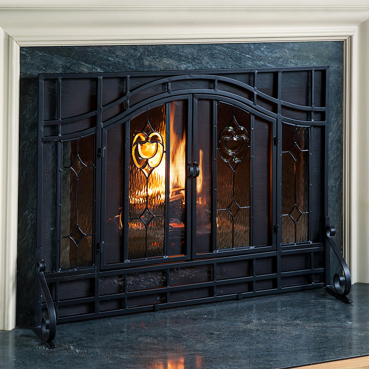 Black Metal Fireplace Screen J657